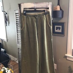 Olive Green Wide-Leg Pants